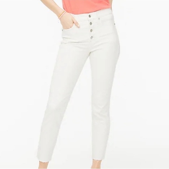 J. Crew Factory Denim - J. Crew Factory High Rise Vintage Straight Fray Ankle White Jeans